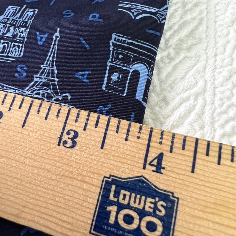 Paris Landmark Silk Tie OS Mens Navy Blue Eiffel Tower Arc De Triomphe Travel